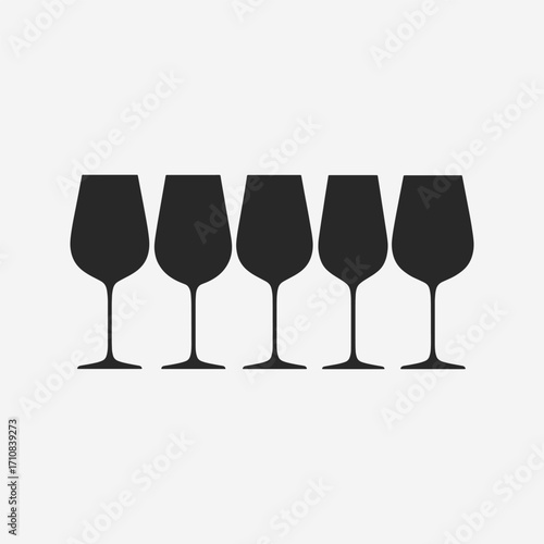  A set of wine glasses Vector Illustration focuses on simplicity, elegance, and ease of recognition. Vector Sign for Banner, Logos, Labels, and Icons.