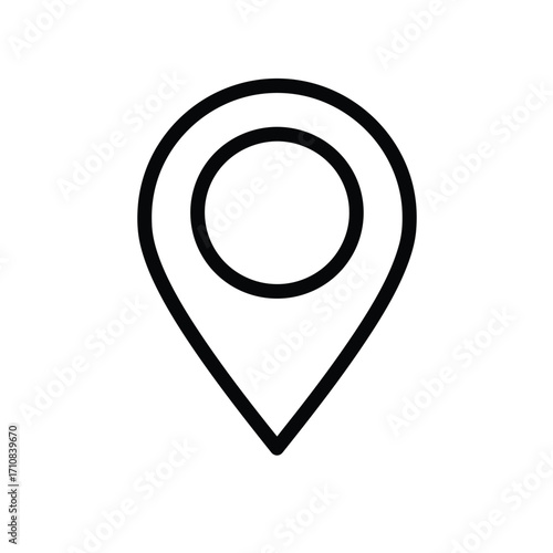 Free Download Simple black and white location marker icon with a clean outline silhouette - GFXLoad