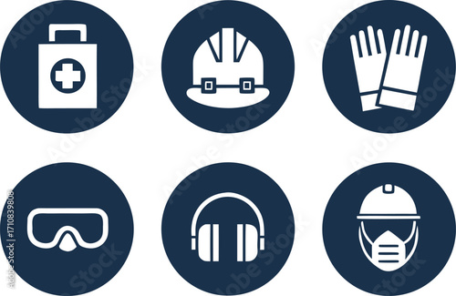 Industrial Safety and Health Icons vector illustration