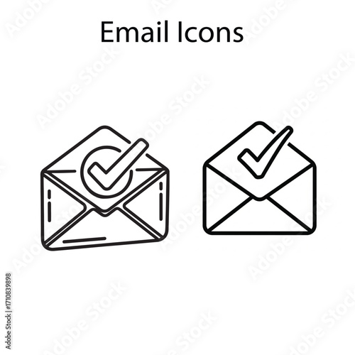 Email Icons with Checkmark Modern Verified Symbols for Communication