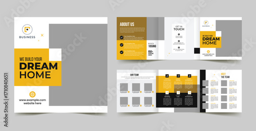construction square trifold brochure template. square brochure design
