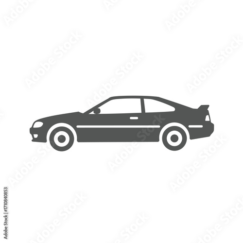 A sleek dark sports car profile displayed as a striking silhouette