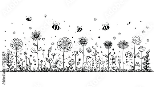 Whimsical Enchanted Garden with Blooming Flower - Floral Fantasy Outdoor Scene for Creative Design Projects