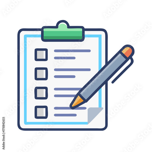 Clipboard checklist task list with pen vector illustration for project management and organization tool