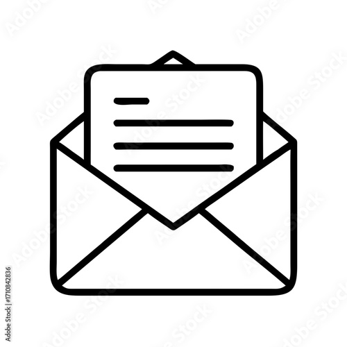 Open envelope with letter vector icon for email marketing and direct mail design element graphic resources