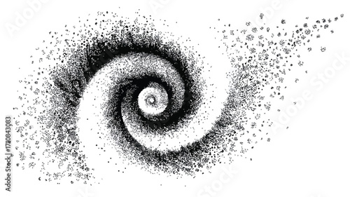 Dynamic Spiral with Stipple and Dotwork Effect in Abstract Art