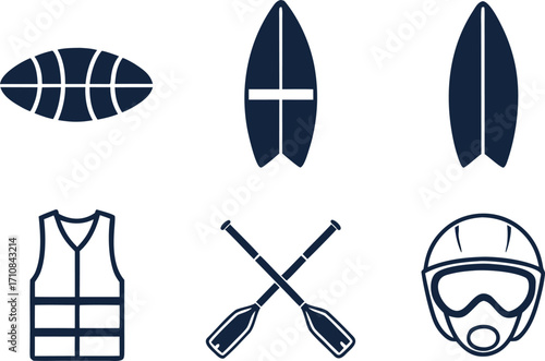Water Sports and Safety Gear Icons vector illustration