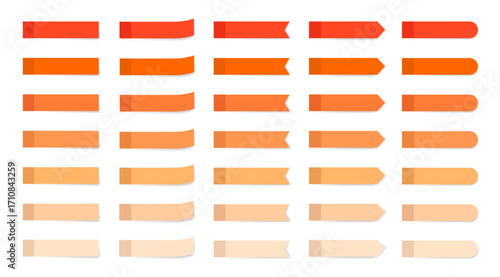 Orange sticky note set in gradient tones and styles. Ideal for digital planners, stationery, schoolwork, office design, and creative scrapbooking.