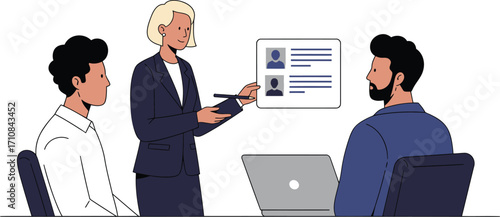 Job Interview Meeting with Hiring Team Assessing Candidates