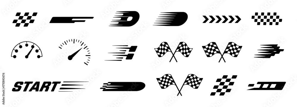Fototapeta premium Collection of Racing and Speed-Related Icons and Graphics
