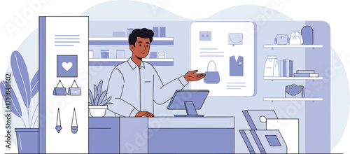 Hotel Receptionist Assisting Customer at Counter