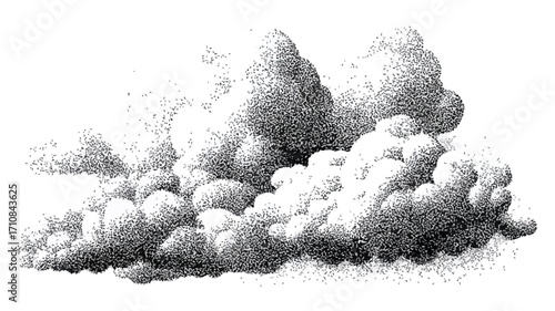 Abstract Stipple Dotwork Illustration of Clouds with Detailed Patterns