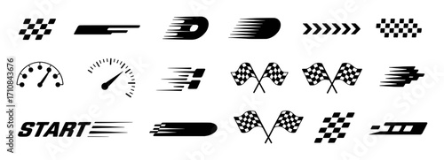 Collection of Racing and Speed-Related Icons and Graphics