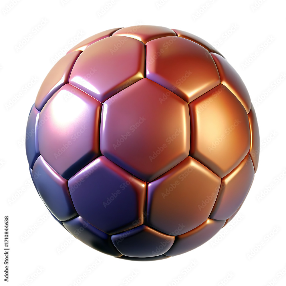 Fototapeta premium 3d icon of a metallic soccer ball isolated on transparent background