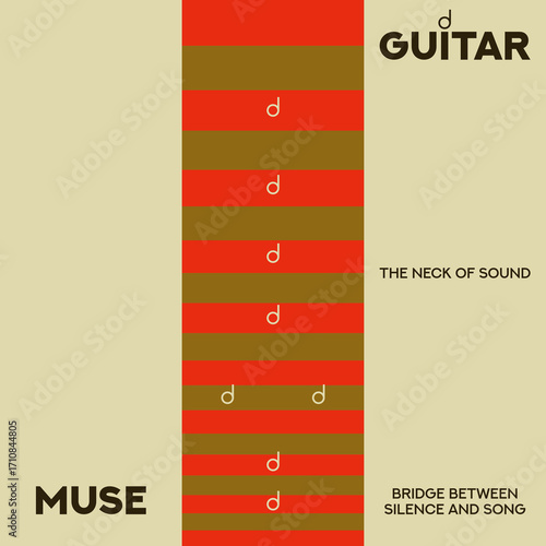 Guitar Fretboard Vector Illustration. Music background. Guitar neck. 