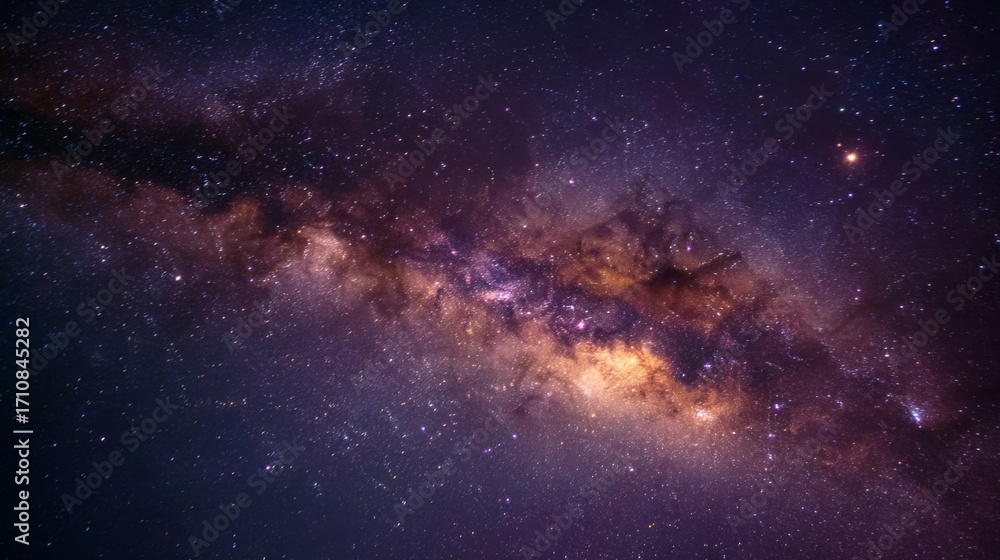 Fototapeta premium Stunning View of the Milky Way Galaxy in a Starry Night Sky Captured with Astrophotography Techniques