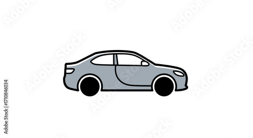 Illustration of a gray sedan car vehicle automotive transport design element stock vector art image
