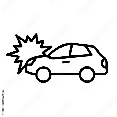 Car accident collision crash damage insurance claim auto repair service vehicle safety outline vector icon