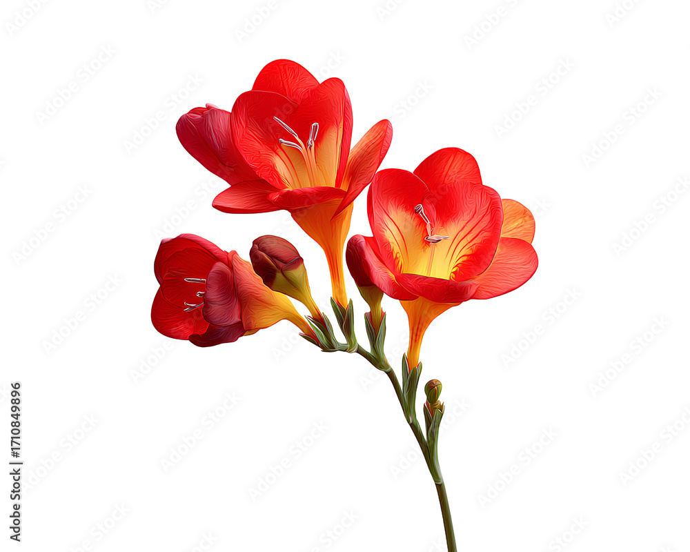 Obraz premium red freesia flower isolated on a transparent background, png