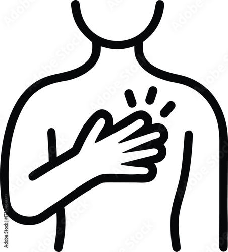 chest pain outline vector icon 