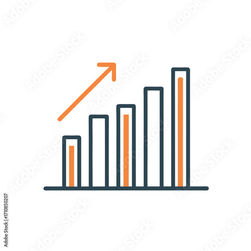 Business graphs and charts icons. Statistics and analytics vector icon., business graph with arrow