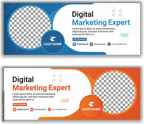 Modern Digital Marketing Agency Web Banner Creative Business Cover Template Vector Illustration
