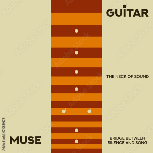 Guitar Fretboard Vector Illustration. Music background. Guitar neck. 