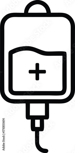 saline outline vector icon. Infusion bottle icon.