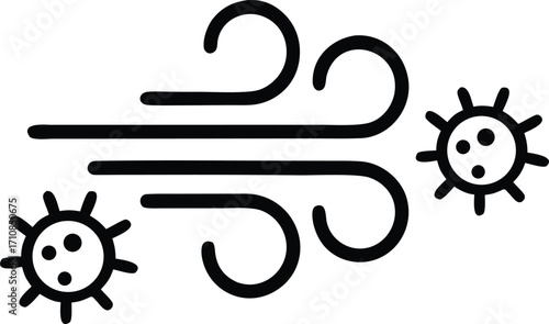 spreading virus by wind outline icon