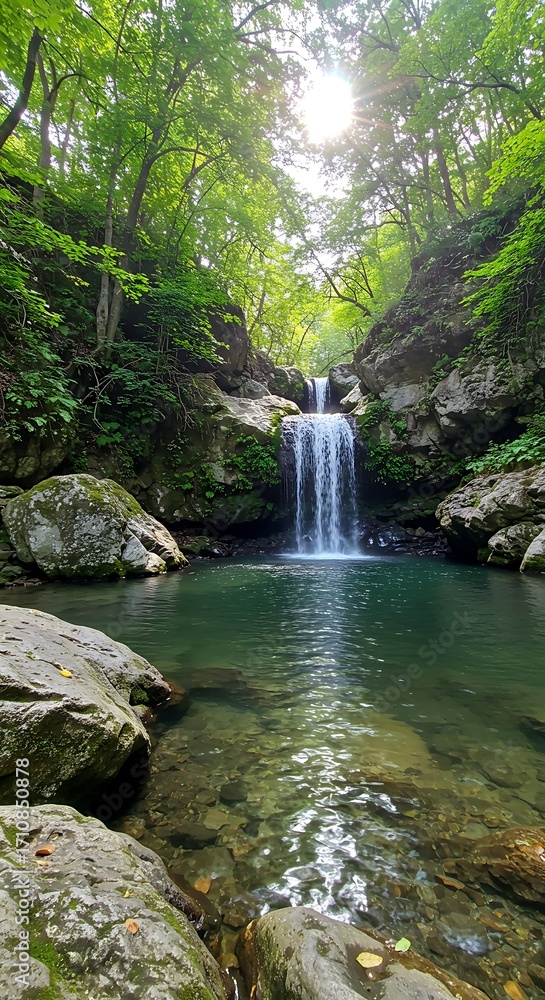 Fototapeta premium Emerald Veil's Embrace