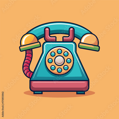Cartoon classic telephone illustration art