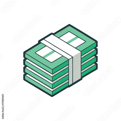 Vector of a stack of money or banknotes. 