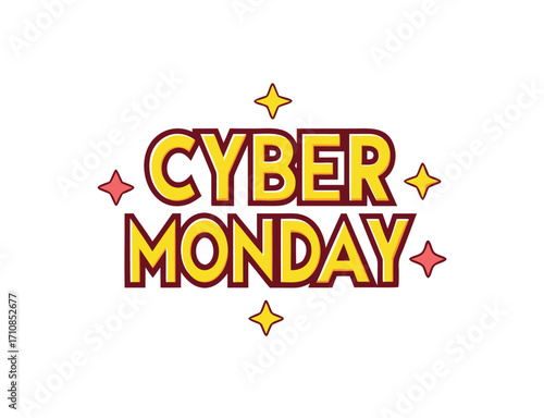 Cyber Monday design with fun retro typography and star accents holiday sales