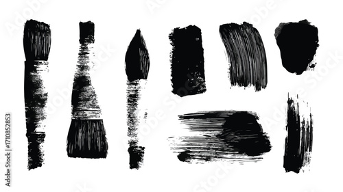 Professional Black Paint Ink Brush Strokes and Lines