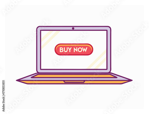 Laptop with Buy Now button representing online shopping and e commerce concepts