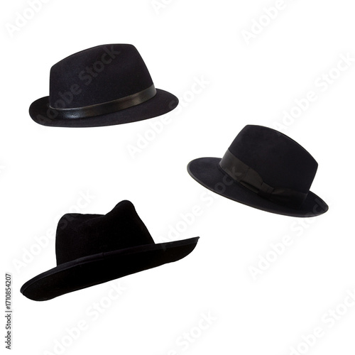 set of black hats without bg