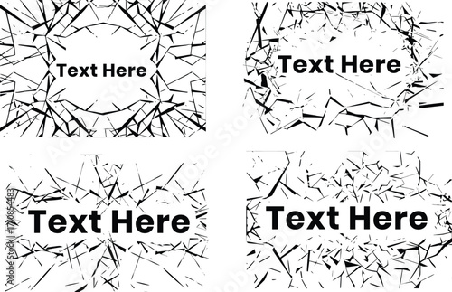 Crack glass background on transparent. broken lines, impact cracks, fissures, and smashed textures. Ideal for graphic design, realistic art, and digital overlays
