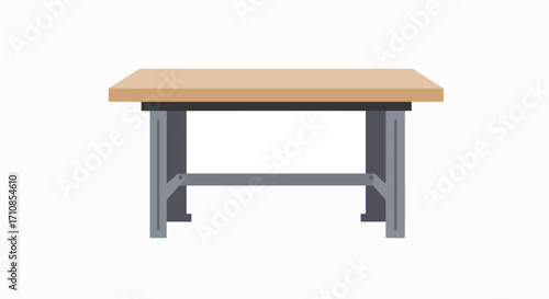Sturdy Workbench: Industrial-Style Wood & Metal Table
