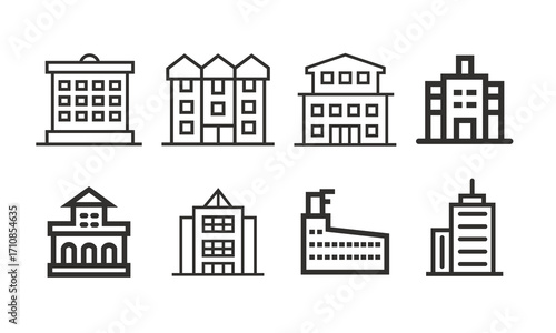 Building and Real Estate Icons for Finance and Market Presentations