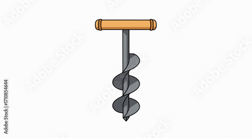 Handheld Auger Drill:  Vintage Tool Illustration