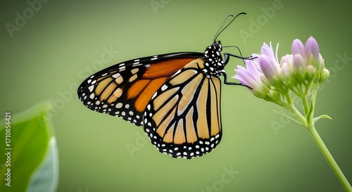 Close-Up of Colorful Butterfly on Light Purple Flower