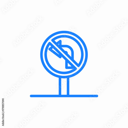 no turning left icon sign vector
