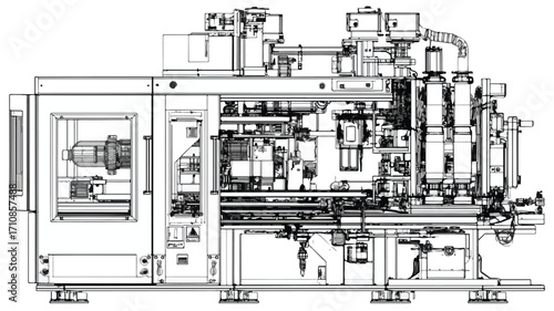 Precision CNC Machine Outline Drawing for Industrial Use