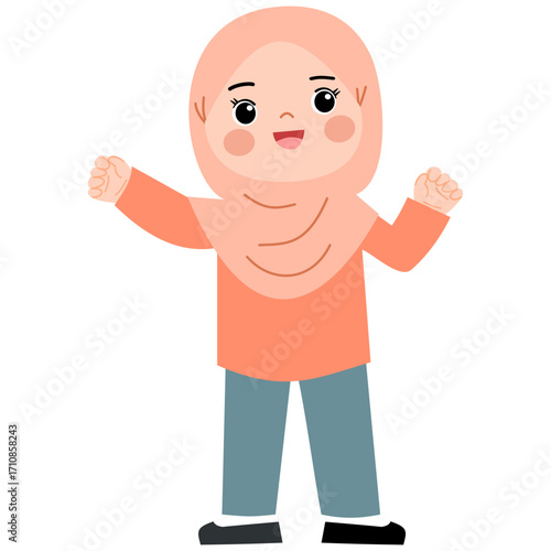 cartoon of an enthusiastic Muslim child
