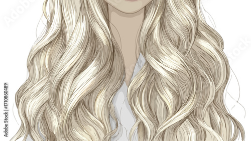 Elegant Creamy Vanilla Blonde Long Wavy Hair with Sun-kissed Highlights