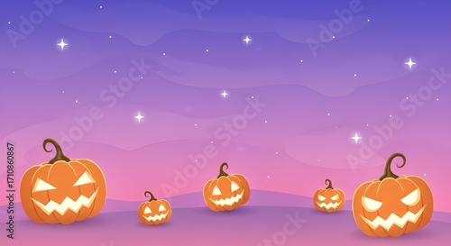 Cosmic Pumpkin Starscape Cartoon Halloween Background – Cute Spooky Galaxy