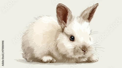 Tiny Cute Adorable Rabbit on Transparent Background for Design Projects