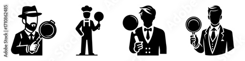 Modern Minimalist Men Holding Frying Pan Icon, Flat Silhouette of a Kitchen Cooking Vector for Meal Illustration Design