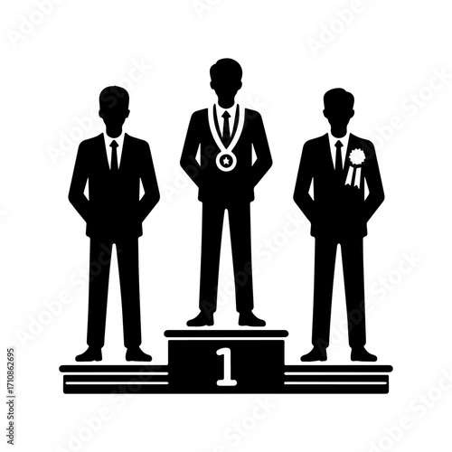 Modern Minimalist Men Standing at Podium Icon, Flat Silhouette of a Public Speaker Vector for Presentation Illustration Design