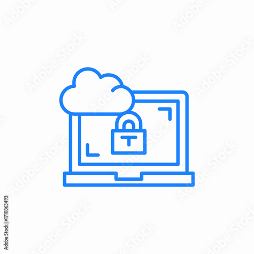 cloud laptop security icon sign vector